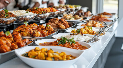 Obraz premium a diverse array of international cuisine at a themed buffet station