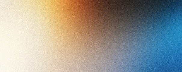 Grainy background, beige orange blue noise texture poster banner backdrop design smooth color gradient