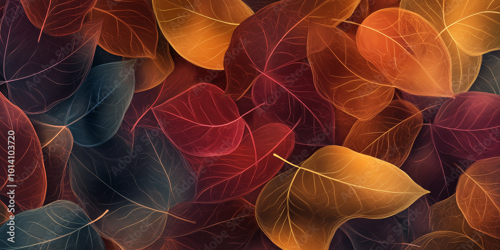 Aufkleber Autumn leaves background creating warm colorful pattern