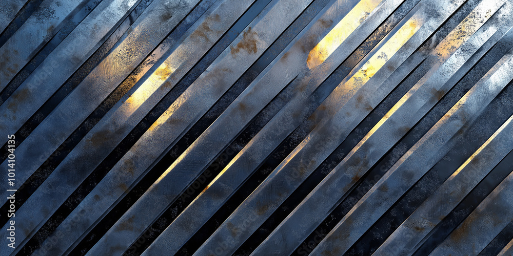 Poster Diagonal rusty metal plates background texture forming lines