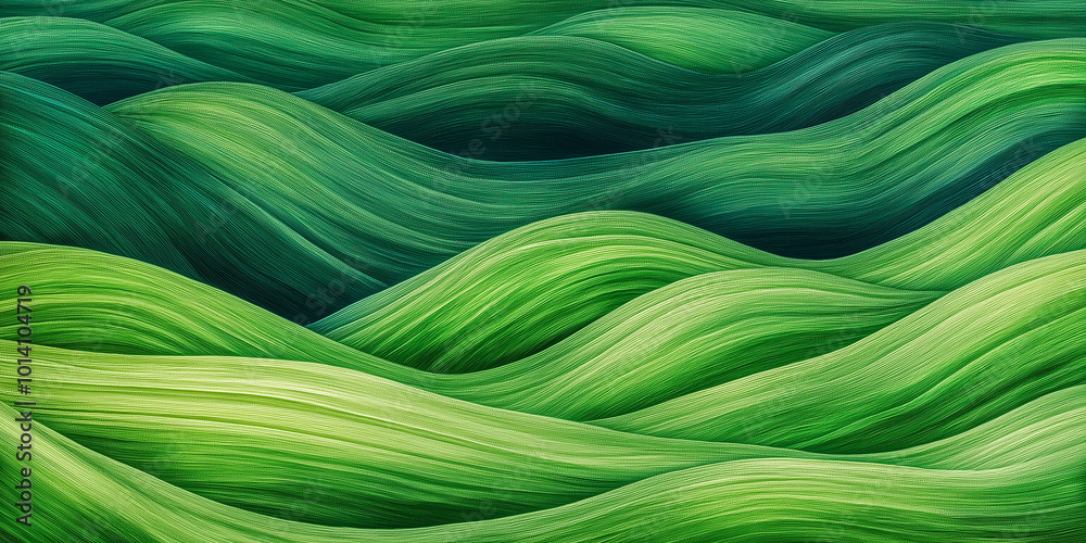 Poster Abstract green flowing lines forming a wavy pattern background