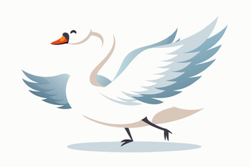 Obraz premium Mute Swan Emotions: Vector Illustrations for Every Mood - Happy, Sad, Angry, and More, Expressive mute swan illustrations showcasing various emotions and activities