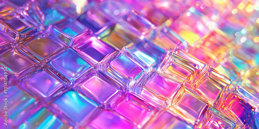 Aufkleber Colorful iridescent background of shiny cubes forming abstract pattern