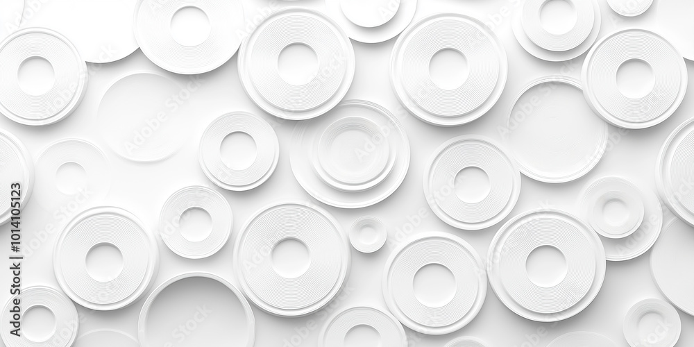 Poster Abstract white concentric circles forming a modern background pattern