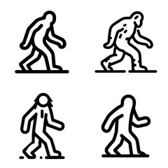Minimalist bigfoot icons collection. Works well, especially for logos, badges, or icons. Bold clean lines.