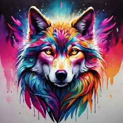 Naklejka premium wolf head nebulosa galaxy illustration
