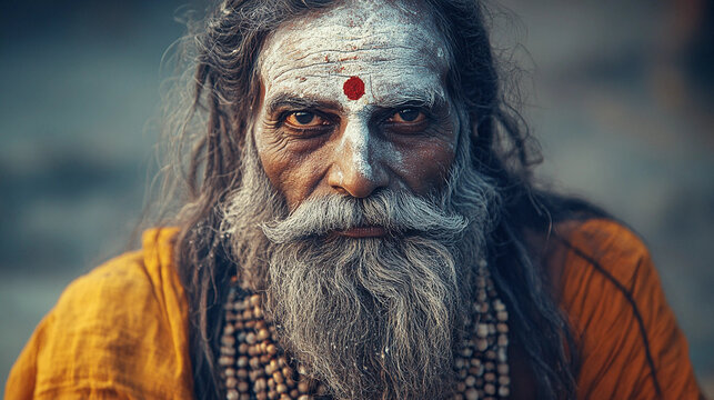 Portrait of old sadhu at rishikesh india 