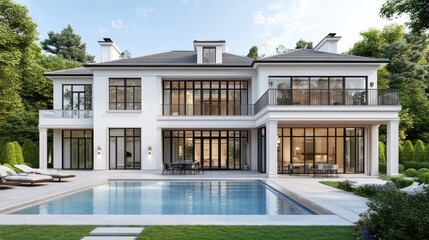 Obraz premium Luxury Home with Pool and Garden