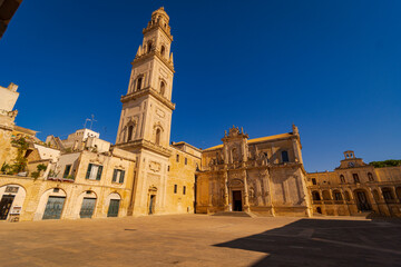 The Lecce Cathedral of Santa Maria Assunta in a bright summer afternoon.