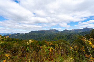 Obraz premium 北海道の道路の風景 羊蹄山方面