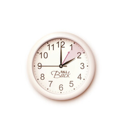 Daylight saving time ends. Fall back design element. Modern realistic beige wall clock isolated on white background. Clock face with hands moving backward by an hour. November 3. Vector illustration