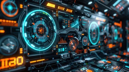 Fototapeta premium Futuristic Digital Interface with Data Visualization