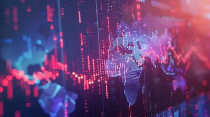 Fototapeta premium Abstract World Map with Data Visualization Elements