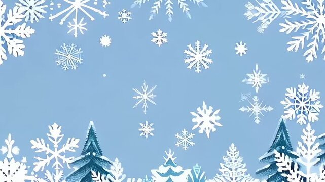 Winter snow background with beautiful snowflakes, new year background, christmas background