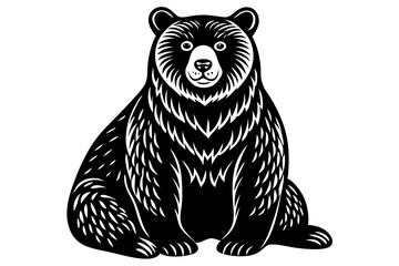 Cute Bear silhouette minimalistic vector art illustration 