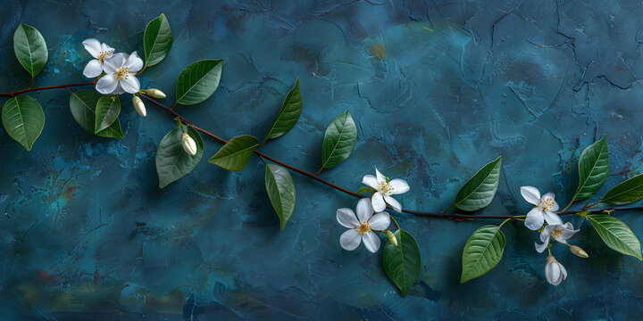 Flores de jasmim arom&aacute;ticas em uma trepadeira