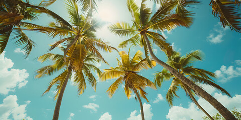 Palmeiras tropicais contra um cielo azul