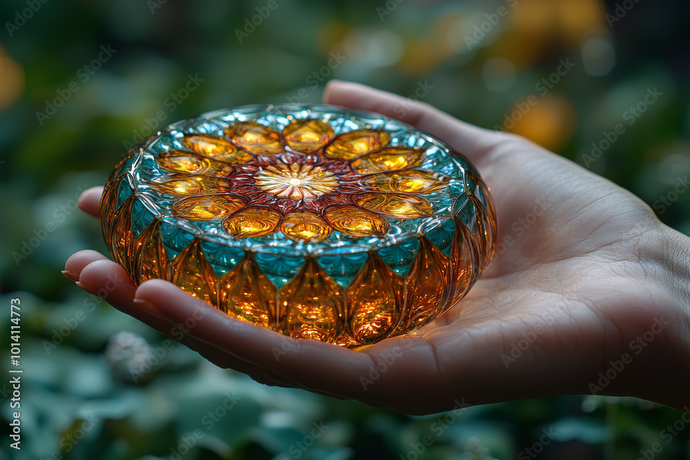 Canvas Prints a hand holding a kaleidoscope, creating beautiful, ever-changing patterns. concept of perspective.