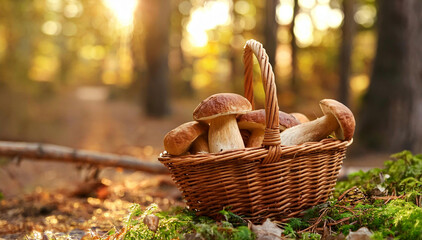 Grzyby leśne, borowiki w koszu