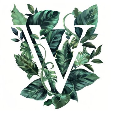 recommend clip art: Letter V made of leaves. Easy to remove background.
