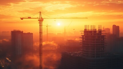 Construction Site at Sunset