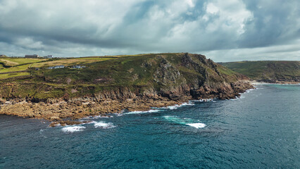 Scenic Coastal Landscape with Rugged Cliffs in Tintagel, Cornwall, UK