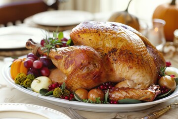 Fototapeta premium Thanksgiving Tradition Celebration with Family and Feast