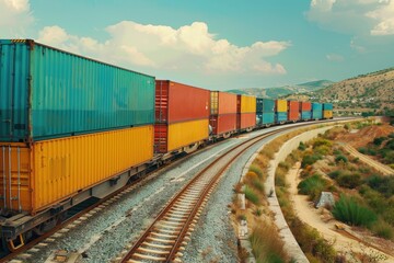 Obraz premium A train with many different colored containers on it