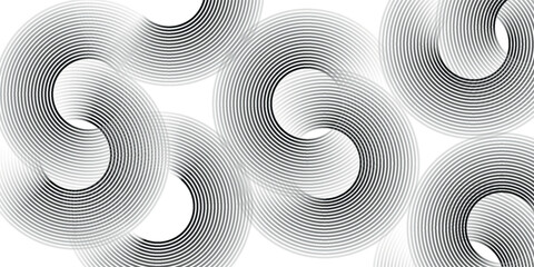 White geometric abstract background overlapping layers on bright space with line effect decoration. Circle style concept