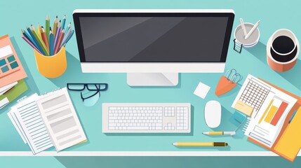 Top View of an Organized Workspace