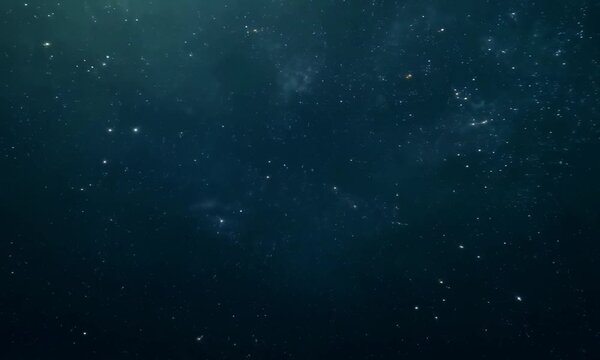 Quiet and expansive emptiness of interstellar space with distant galaxies in view. Video