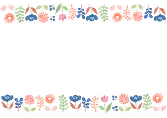 水彩で描いた小花柄のフレーム