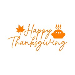 Happy Thanksgiving typography clip art design on plain white transparent isolated background for card, shirt, hoodie, sweatshirt, apparel, card, tag, mug, icon, poster or badge