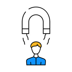 magnet people line icon vector. magnet people sign. isolated symbol illustration