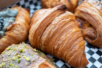 French Croissant, Fresh Pastries, Cafe Pastries, Croissant Photo Background, Pastry Dessert, Bakery Photo, Cafe Dessert Photo Background