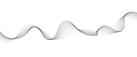 Flowing Dot Wave halftone gradient pattern on transparent background	
