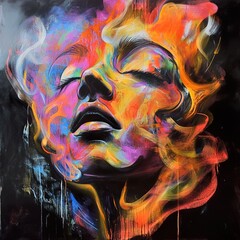 Obraz premium Abstract Portrait of a Woman in Vibrant Colors