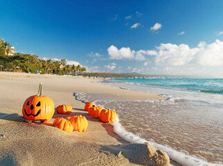Obraz premium ビーチでハロウィン