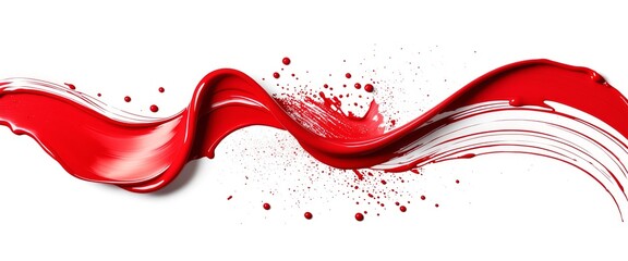 Red Lipstick Swatch Texture with Smear of Makeup Paint on White Background