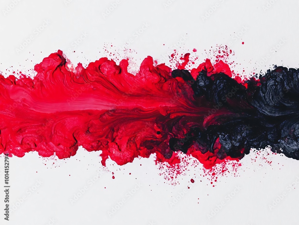 Poster vibrant abstract splash of red and black paint blending into each other, creating a dynamic visual e