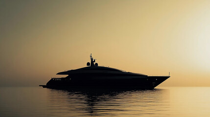 Silhouette of yacht boat in the sea