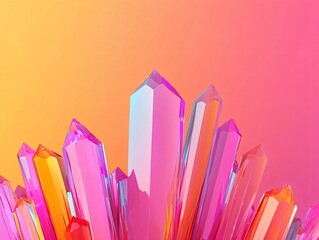 Fototapeta premium Vibrant geometric crystal formations in shades of pink and blue against a soft gradient background. Perfect for artistic designs.