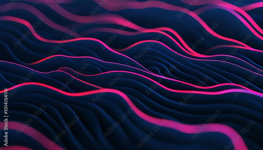 Poster abstract waves in vibrant purple and pink hues create a mesmerizing visual pattern that evokes depth