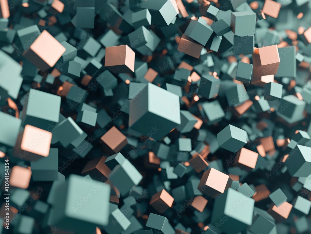 Poster dynamic 3d cubes create a visually stunning abstract background, showcasing depth and texture in mod