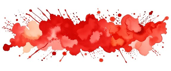 Red Watercolor Background with Artistic Hand Paint on White Background