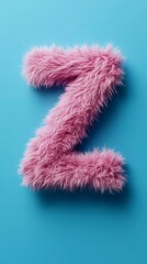 Fototapeta premium Furry pink letter z on a blue background