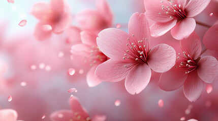 Close-Up of Pink Cherry Blossom Flowers in Springtime