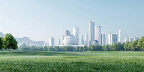 Fototapeta premium Future urban landscape with perfect integration of ecology and technology