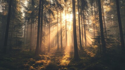 Obraz premium Mindfulness quote over a background of a serene forest with sunlight filtering through the trees, creating a peaceful and reflective mood.