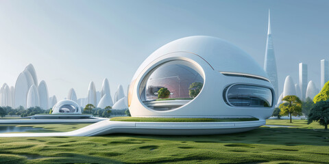 Obraz premium Future urban landscape with perfect integration of ecology and technology